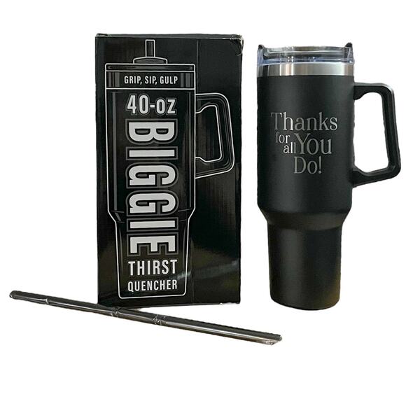 40 oz 'Thanks for all You Do'!' Stainless Steel Hot Cold Tumbler with Handle - Picture 10 of 10